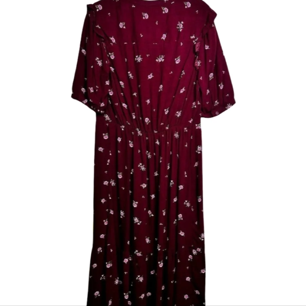 Old Navy Womens Plus Size Burgundy Floral Midi Dress Size XXL - Picture 4 of 6